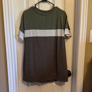 Men's Green and Brown Colorblock Shirt